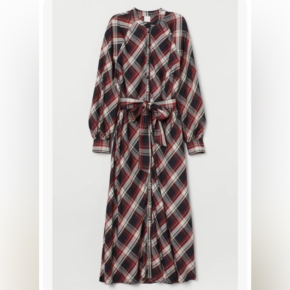 H&M plaid tie dress